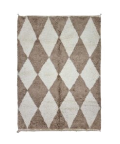 TAHIRA - White And Brown Rug - Custom Beni Ourain Geometric Rug