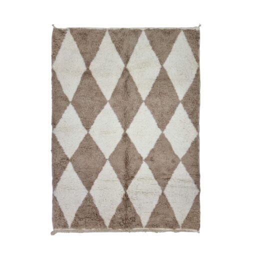 TAHIRA - White And Brown Rug - Custom Beni Ourain Geometric Rug