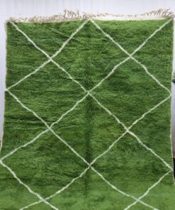 Geometric Olive Green And White Rug