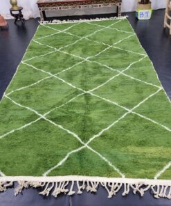 Geometric Olive Green And White Rug