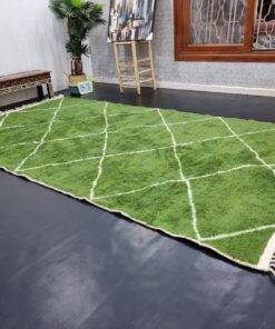 Geometric Olive Green And White Rug