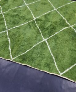 Geometric Olive Green And White Rug