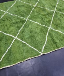Geometric Olive Green And White Rug