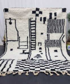 SANAD- Small White And Black Rug - Beni Ourain Carpet 7x9