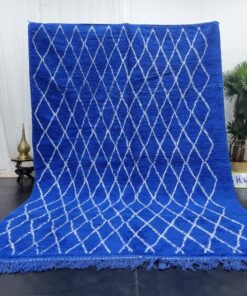 Royal Blue And White Geometric Rug