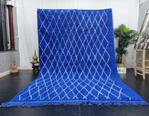 Royal Blue And White Geometric Rug