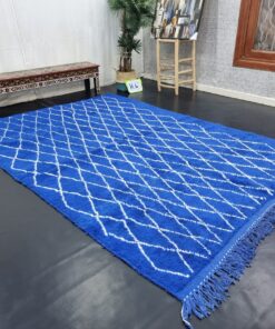 Royal Blue And White Geometric Rug