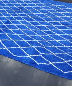 Royal Blue And White Geometric Rug