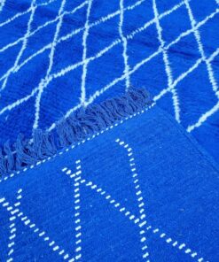 Royal Blue And White Geometric Rug