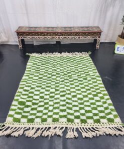 Pear Green and White Rug