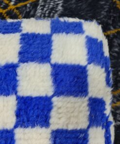 Blue And White Checkered Pouf