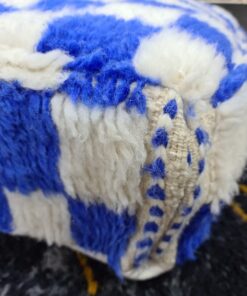 Blue And White Checkered Pouf