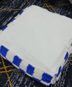 Blue And White Checkered Pouf
