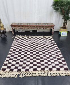 Dark Brown and White Rug