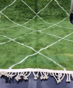 Geometric Olive Green And White Rug