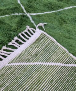 Geometric Olive Green And White Rug