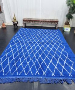 Royal Blue And White Geometric Rug