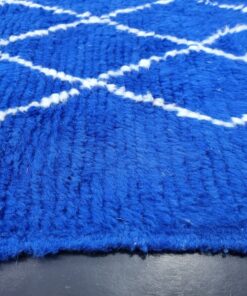 Royal Blue And White Geometric Rug