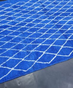 Royal Blue And White Geometric Rug