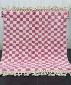 Pink And White Wool Rug