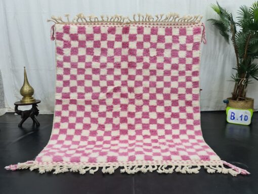 Pink And White Wool Rug
