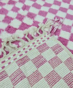 Pink And White Wool Rug