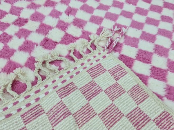 Pink And White Wool Rug