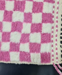 Pink And White Wool Rug