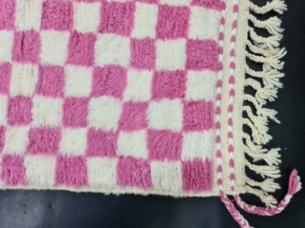 Pink And White Wool Rug