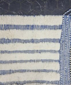 White And Blue Striped Rug
