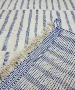 White And Blue Striped Rug