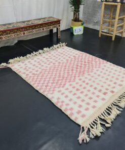 Faded Pink And White Rug
