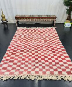 Cerise Pink And White Rug