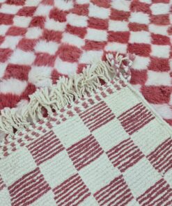 Cerise Pink And White Rug