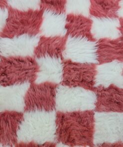 Cerise Pink And White Rug