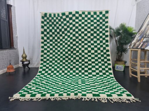 Dark Green And White Rug