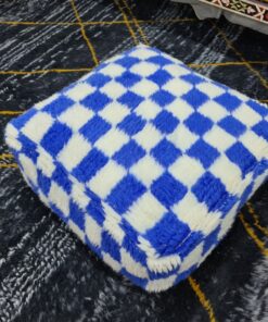 Blue And White Checkered Pouf