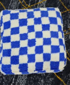 Blue And White Checkered Pouf