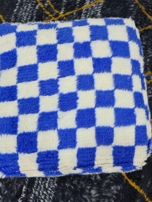 Blue And White Checkered Pouf