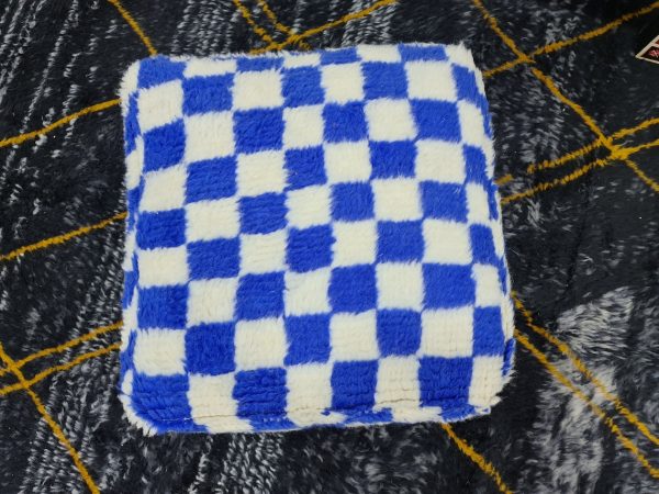 Blue And White Checkered Pouf