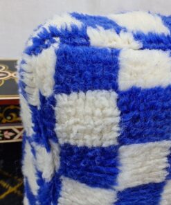 Blue And White Checkered Pouf