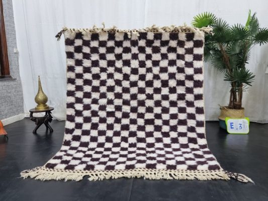 Dark Brown and White Rug