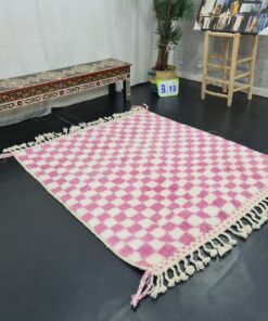 Pink And White Wool Rug