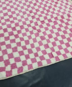 Pink And White Wool Rug