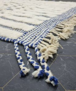 White And Blue Striped Rug