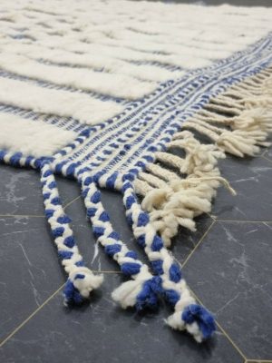 White And Blue Striped Rug