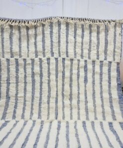 White And Blue Striped Rug