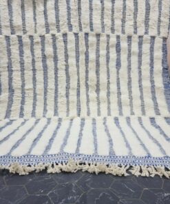 White And Blue Striped Rug