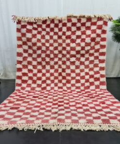 Cerise Pink And White Rug