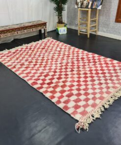 Cerise Pink And White Rug
